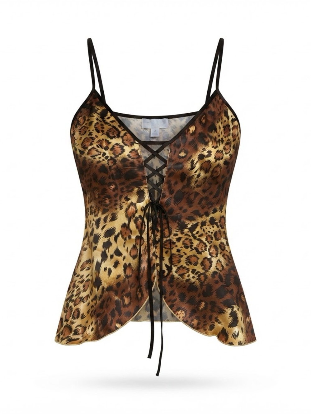 Jaclyn Smith Leopard-Print Satin Cami in Brown and Gold